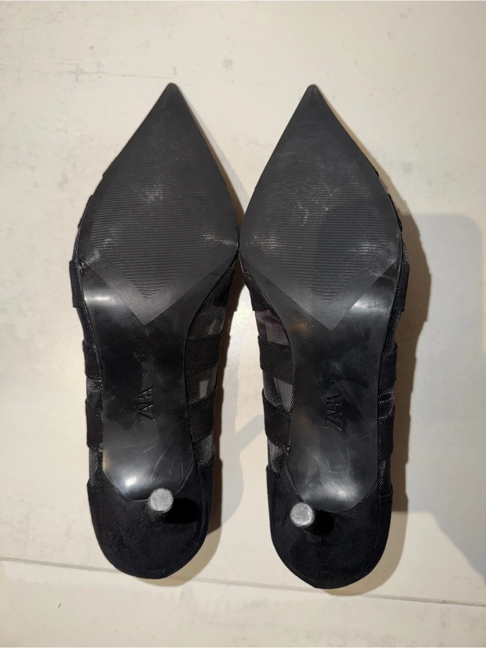 ZARA Black Pointed-Toe Cutout Heels
